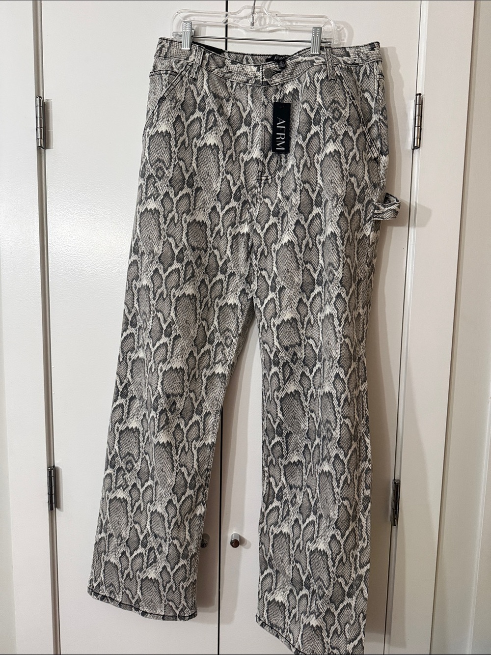 AFRM Black & Gray Snake-Print Wide Leg Pants